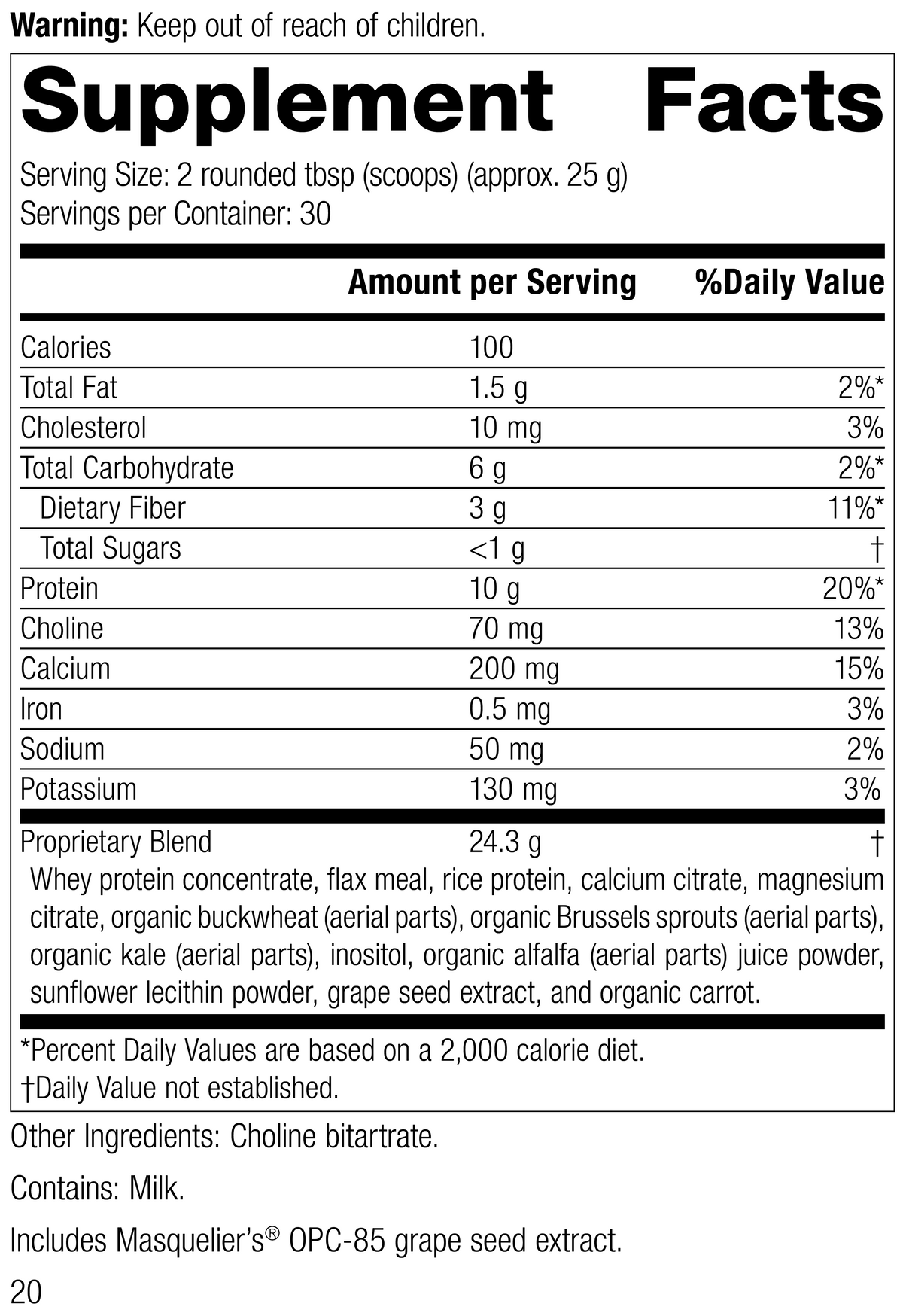 SP Complete®, 28 Ounces, Rev 17 Supplement Facts