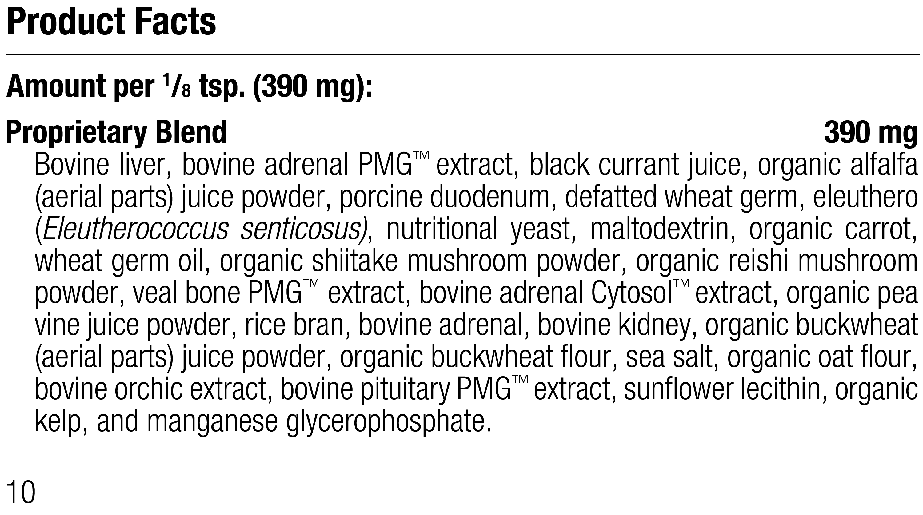 Canine Adrenal Support, 100 g, Rev 07 Supplement Facts