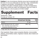 Artemisinin Forte Supplement Facts Label, Rev 01
