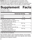 Boswellia Complex, 40 Tablets, Rev 04 Supplement Facts