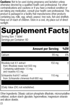 L1800 Rhodiola Schisandra R01 Supplement Facts Label